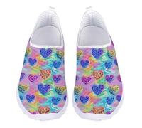 UOIMAG Womens Slip On Shoes Heart Print Walking Shoes Lightweight Barefoot Casual Sneakers EU38