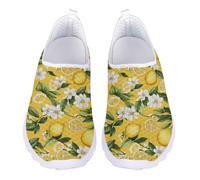 UOIMAG Yellow Lemon Shoes for Women Slip On Walking Shoes Summer Fruit Floral Sneakers for Casual EU37