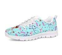 UOIMAG, Zapatillas de Deporte con patrón médico de enfermería para niñas, Mujeres, Entrenador de Regalo, Zapatos Casuales con Cordones Suaves, Zapatos de Ocio de Malla de Aire 41EU