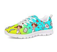 UOIMAG Zapatillas de Deporte de Enfermera, Entrenador de patrón médico para Mujeres, niñas, Zapatos de Regalo, Zapatos para Correr de Encaje de Malla Suave, Zapatos Planos de Ocio 37EU