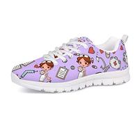 UOIMAG Zapatillas de Deporte de Enfermera, Entrenador de patrón médico para Mujeres, niñas, Zapatos de Regalo, Zapatos para Correr de Encaje de Malla Suave, Zapatos Planos de Ocio 38EU