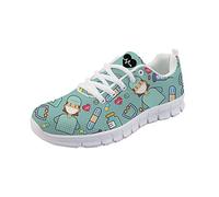 UOIMAG, Zapatillas de Deporte para Enfermera, patrón médico, Entrenador de Enfermera, Zapatos de Malla Transpirables, Zapatos de Ocio con Cordones Planos para Mujeres y niñas 37EU