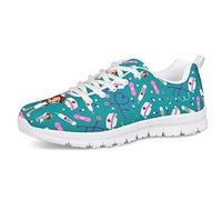 UOIMAG, Zapatillas de Deporte para Mujer, patrón médico, Entrenador de Malla de Aire para Enfermera, Zapatillas de Deporte de Encaje, Calzado de Carretera Plana 39EU