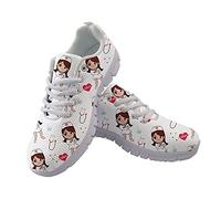 UOIMAG Zapatillas de Mujer, Zapatos Blancos de Enfermera, Zapatillas de Deporte de Malla de Aire, Zapatillas de Deporte de Encaje, Calzado de Carretera Plana 39EU