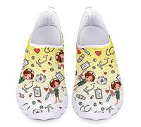 UOIMAG, Zapatos Amarillos de Enfermera, Regalo para Mujer, Zapatos Casuales sin Cordones, Zapatos de Malla Transpirables, Zapatillas Deportivas Planas 37EU