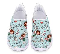 UOIMAG Zapatos Azules de Enfermera para Mujer, Regalo, Zapatos de Enfermera, Zapatos de Malla Transpirables, Zapatillas Deportivas Ligeras 39EU