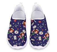 UOIMAG, Zapatos Azules de Enfermera para Mujer, Zapatos Planos sin Cordones, Zapatos de Malla Transpirables, Zapatillas Deportivas Ligeras 41EU
