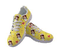 UOIMAG Zapatos de Enfermera Amarillos, Zapatillas Suaves para Mujer con Cordones, Zapatillas Transpirables de Malla de Aire para Correr, Zapatos Planos de Ocio 41EU