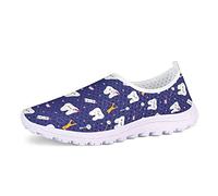 UOIMAG, Zapatos de Enfermera Azules con Dientes Bonitos, Zapatos de Regalo para Mujer, Zapatos sin Cordones, Zapatos de Malla Transpirables, Zapatillas Deportivas Planas, 37EU
