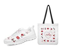 UOIMAG Zapatos de Enfermera Divertidos con Bolsa de Lona Regalo de Mujer Zapatillas Deportivas Conjunto de Bolsa de Compras