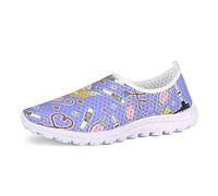 UOIMAG, Zapatos de Enfermera morados para Mujer, Regalo para niñas, Zapatos Casuales sin Cordones, Zapatos de Malla, Zapatillas Deportivas 36EU