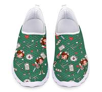 UOIMAG, Zapatos de Enfermera para Mujer, Bonitos Zapatos Verdes de Enfermera, Zapatos Casuales de Malla, Zapatillas Deportivas Ligeras 38EU