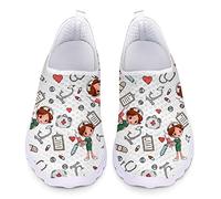 UOIMAG Zapatos de Enfermera, Regalo para Mujeres, niñas, Zapatos Grises sin Cordones, Zapatos de Malla Transpirables, Zapatillas Deportivas Planas 38EU