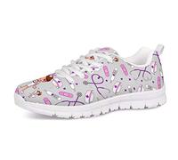 UOIMAG Zapatos para Correr de Estilo médico de Enfermera, Entrenador de Encaje de Malla de Aire, Zapatos Planos de Ocio Suaves y Transpirables para Mujeres y niñas 36EU