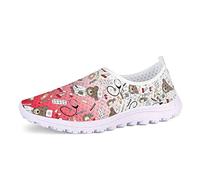 UOIMAG, Zapatos Rojos de Enfermera con Dibujos Animados Bonitos, Zapatillas Planas, Regalo para Mujeres, niñas, Zapatos Casuales de Malla sin Cordones 39EU