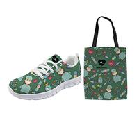 UOIMAG, Zapatos Verdes de Enfermera con Bolsa de comestibles, Zapatillas Deportivas de Malla con Cordones, Bolsa de Lona, Bolso de Hombro para Compras, Regalo para Mujeres y niñas