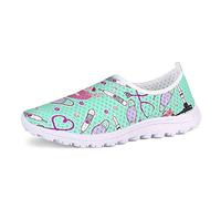 UOIMAG, Zapatos Verdes de Enfermera para Mujer, Regalo para niñas, Zapatos Casuales sin Cordones, Zapatos de Malla Transpirables, Zapatillas Deportivas Planas 39EU