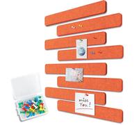 Uoisaiko 8 Tiras de Tablero de Corcho de Fieltro 33x5cm, Corcho para Pared Tablón de Anuncios con 40 Chinchetas, para Paredes de Fotos y Notas en Hogar Oficina