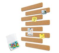 Uoisaiko 8 Tiras de Tablero de Corcho de Fieltro 33x5cm, Corcho para Pared Tablón de Anuncios con 40 Chinchetas, para Paredes de Fotos y Notas en Hogar Oficina