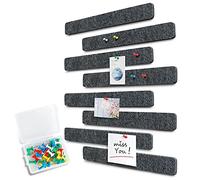 Uoisaiko Barra de fieltro de 33 cm x 5 cm, paquete de 8 tiras de corcho para tablón de anuncios con 40 chinchetas, tableros de notas de oficina en casa, azulejos de fieltro para pared