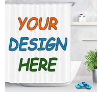 UOKIIYUA Cortina de ducha personalizada con ganchos, telón de fondo de baño personalizado con tu propia imagen y texto, decoración de tela impermeable, 80 x 72 pulgadas