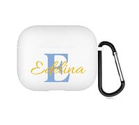 UOKIIYUA Funda personalizada de 2 lados para AirPods de Apple de 3ª generación, con nombre y foto, funciones de protección, para viajes y uso diario (Blanco)