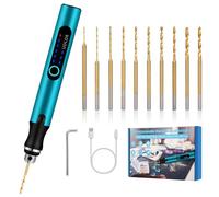 Uolor Mini taladro eléctrico de 3 velocidades, recargable, taladro manual eléctrico, mini taladro con 10 brocas pequeñas, juego de mini brocas para resina, fabricación de joyas, plástico, madera