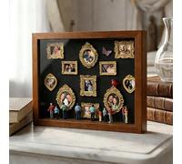 Uomianty Mini De Silueta De Museo De Bricolaje - Kit De Marco De De Sombra Con Mini Marcos Y Figuras Dorados, Cajas De Silueta De Marco De Vitrina De Memoria Familiar De Fotos Personalizada