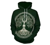 UOMSKTY Ciervos Raíces 3D Impresión Hoodie, Sudadera Árbol La Vida Deportiva Casual de Manga Larga con Canguro Bolsillo 4XL