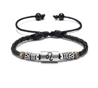 UOMSKTY Collar Con Colgante Del Zodíaco Para Mujeres Y Hombres,Collar Con Símbolo De 12 Constelaciones,Regalo Para Madre,Amante,Novia,Esposa,Hija,Collar De Cuerda De Cuero,Cadena De Suéter,Leo,76 Cm