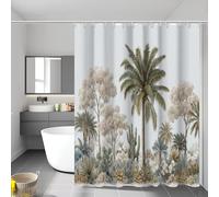 UOMSKTY Cortina de Ducha Retro Botánico Antimoho para Bañera, 240×200 cm Estampada Palmeras En La Selva Poliéster Repelente al Agua Cortina Ducha, Lavable a Máquina, Anillas y Ojales