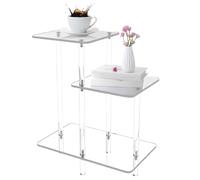 Uonguon Acrylic Side Table, Modern Nightstand, 16.93x9.84x22.83inches Clear 3-Layer Nightstand for Home, Patio, Living Room, Bedroom, Lobby, Hall, Apartment, Book and Phone Storage