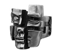 Uonguon Adjustable Ring, Vintage 3D Face Design, Abstract Gothic Jewelry, Open Band Statement Piece, Artistic Fashion Accessory, Ideal for Wedding, Festival, or Everyday Wear Easy to Use