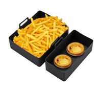 Uonguon Air Fryer Liners - Rectangular Silicone Basket, 2-Pack Heat Resistant Baking Tray with Raised Rib Design, Non-Stick Oven Pot, Reusable Cookware Accessory for Home Kitchen, Studio, Restaurants
