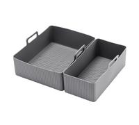 Uonguon Air Fryer Liners - Rectangular Silicone Basket, 2-Pack Heat Resistant Baking Tray with Raised Rib Design, Non-Stick Oven Pot, Reusable Cookware Accessory for Home Kitchen, Studio, Restaurants