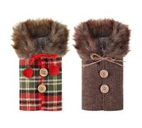Uonguon Christmas Wine Bottle Cover, FauxFur Collar Bottle Covers, Button Coat Wine Bottle Cover, Holiday Wine Bottle Decorations, Christmas Wine Sweater Present for Men and Women