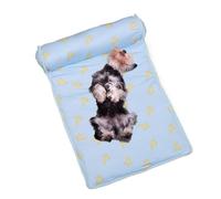 Uonguon Cooling Dog Bed, Foldable Washable Pet Cooling Mat, Breathable Ice Pad Cushion for Dogs and Kittens, Puppy Blanket with Pillow, Cute Sleeping Pad, 23.62x15.75x5.91 Inches