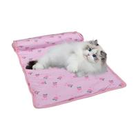 Uonguon Cooling Dog Bed, Foldable Washable Pet Cooling Mat, Breathable Ice Pad Cushion for Dogs and Kittens, Puppy Blanket with Pillow, Cute Sleeping Pad, 23.62x15.75x5.91 Inches