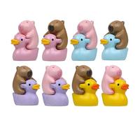 Uonguon Duck Figurine, Miniature Capybara Set 8 Pieces Cute Animal Cake Toppers Adorable Decorative Crafts, Tiny Resin Statues for Home Decor Garden Bonsai Desktop Living Room Display