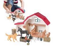 Uonguon Farm Animals Toys - Barn with Farm Animals, 24-Piece Sorting Set with Storage, Early Development Activity, Educational Science Toy for Preschool Kids Outdoor Play, 11.61x3.94x6.97 Inches