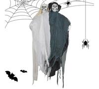 Uonguon Ghost Decor, Outdoor Halloween Decorations, 43.31x27.56 Inches Vintage Horror Props, Bride Groom Skeleton with Sound for Yard Home Indoor Wall Display, Garden Window Campfire Accessory