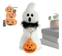 Uonguon Ghost Figurine, Halloween Ghost Plush Decor, 10.63x5.51 Inches Seasonal Cute Doll Ornament for Tabletop, Windowsill, Porch, Mantel, Haunted House, Shelf, Collectible Displays