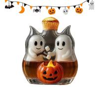 Uonguon Halloween Decanter, Glass Statue Wine Bottle, 9.45X5.91X5.12 Inches Pumpkin Ghost Decoration, Display Whiskey Bottle for Men, Women, Family, Cabinet, Bar, Party, Seasonal Home Decor