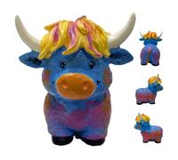 Uonguon Highland Cow Figurine, Handcrafted Yak Sculpture Ornament, 3.94x3.35 Inches Heavy Duty Rustic Cattle Decor for Kitchen, Study, Home Living Room, Desktop, Bookshelf and Table Display