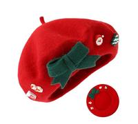 Uonguon HollyCharm Boina - Sombrero retro de invierno, gorra de estilo de temporada con calidez de felpa, accesorio de vacaciones, vintage con comodidad de forro suave, estilo clásico Noel para a