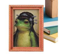 Uonguon Imán de Rana Divertido,Decoración De Hogar Pequeña De Madera Y Graciosa,Imanes de Arte de Rana Retro con Marco | para Amigos, Oficinas, Cocina, Navidad, Cumpleaños, Halloween