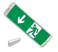Uonguon Lighted Exit Sign - Urgent Evacuation Light, 13.78x4.33x2.17 Inches LED Safety Indicator with Battery, Fire Warning Lamp, Super Bright Directional Symbol for Supermarket Warehouse Office