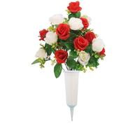 Uonguon Memorial Flower Stake - Cemetery Floral Arrangement, Artificial Grave Ornament with Vase Support, Weather Resistant Decoration, Display Piece, Long Lasting Marker for Emotional Commemoration