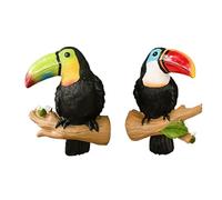 Uonguon Parrot Decor, Resin Parrot Sculpture, Set of 2 Colorful Tropical Bird Statues, Lifelike Animal Design, Sturdy Vibrant, for Garden, Patio, Balcony, 6.89x4.72x2.56 pulgadas