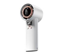 Uonguon Portable Handheld Turbo Fan, Digital Display Mini Blower, 100 Speed Rechargeable Cooling Device, Quiet Personal Fan for Travel, Camping, Bedroom, Workplace, Gray, Pink and White Color